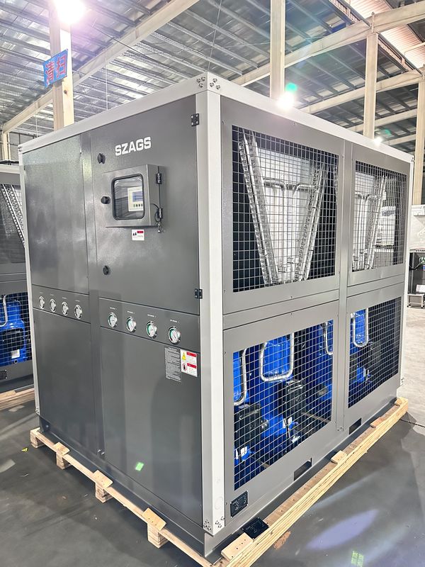 工場供給 60HP 空気冷却工業用水冷却機 60 トンスクロールタイプグリコル冷却機 4 スロール圧縮機