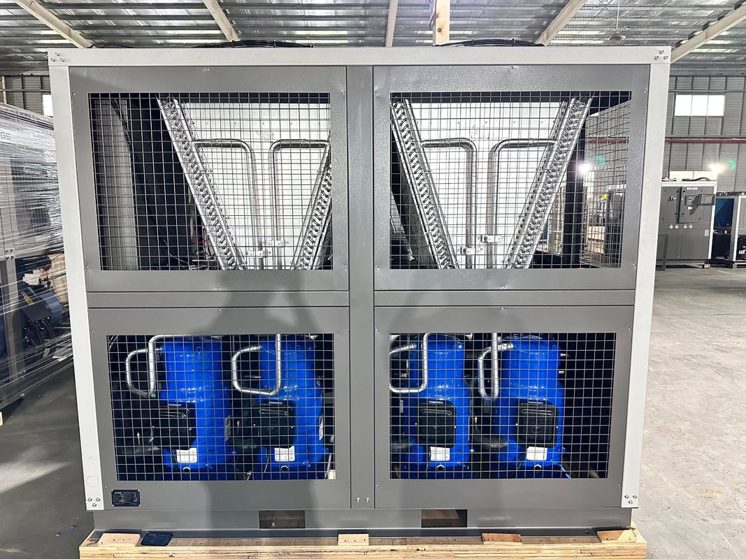 工場供給 60HP 空気冷却工業用水冷却機 60 トンスクロールタイプグリコル冷却機 4 スロール圧縮機