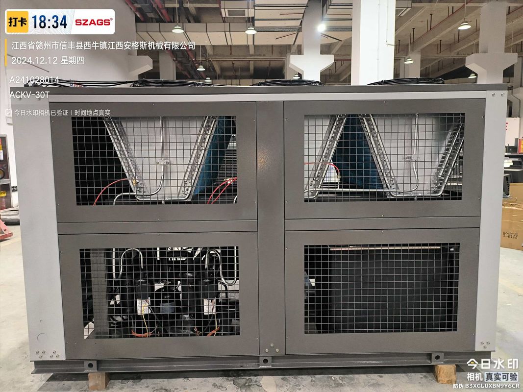 高効率の30HP 空気冷却スクロール工業インバーターチラー プラスチック注射鋳造および食品加工アプリケーション