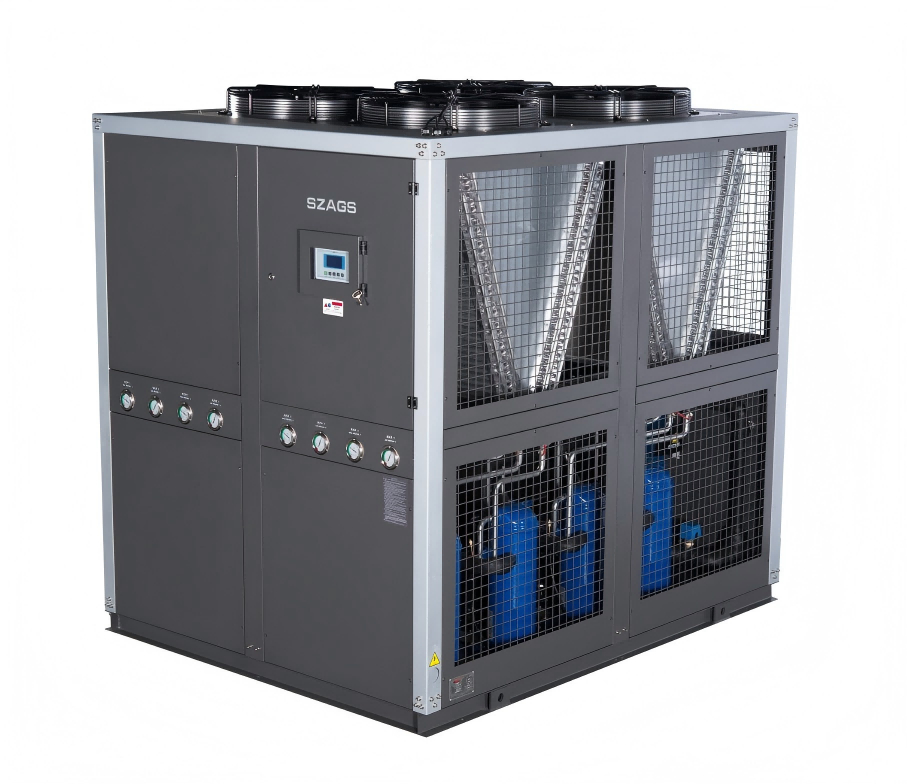 40RT 空冷式工業用グリコールチラー 押出機用4コンプレッサー搭載省エネ型スクロールチラー